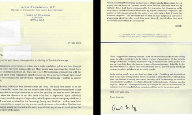 PART 7, ANALYSIS Tory MP letters re cummings – rees-mogg and david davis late contenders for major BULLSHIT, CRAWLING AND BAD GRAMMAR prizes!